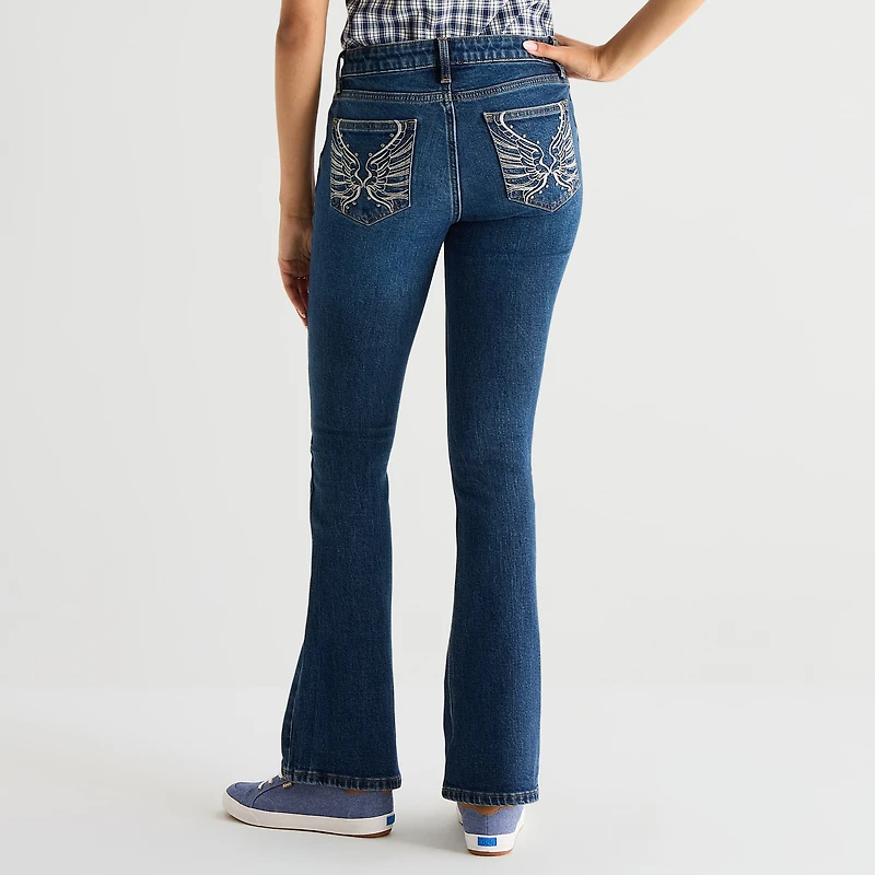 Arizona Womens Juniors Short Low Rise Bootcut Jean