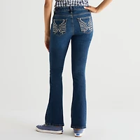 Arizona Womens Juniors Short Low Rise Bootcut Jean