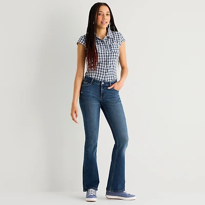 Arizona Womens Juniors Short Low Rise Bootcut Jean