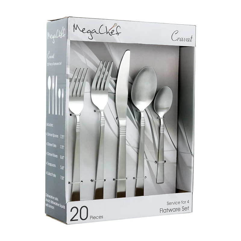 MegaChef Cravat 20-pc. 18/10 Stainless Steel Flatware Set