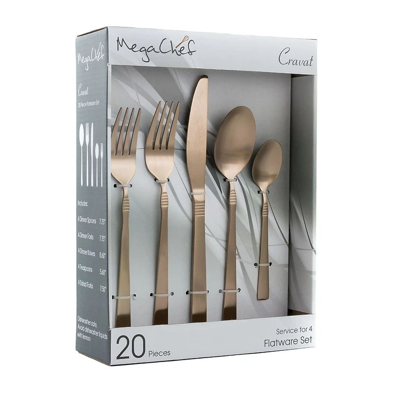 MegaChef Cravat 20-pc. 18/10 Stainless Steel Flatware Set