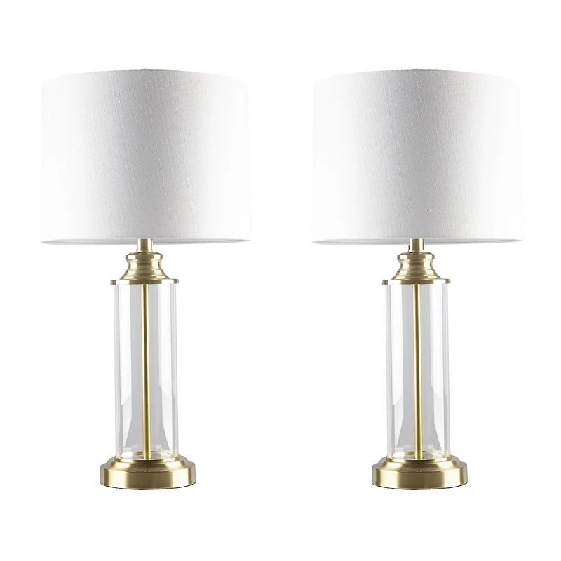 Gold 510 Design Clarity Glass Cylinder Table Lamp Set of 2