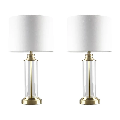 Gold 510 Design Clarity Glass Cylinder Table Lamp Set of 2