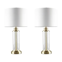 Gold 510 Design Clarity Glass Cylinder Table Lamp Set of 2