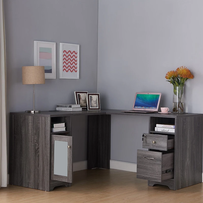 L-Shaped Storage Home Office Desk