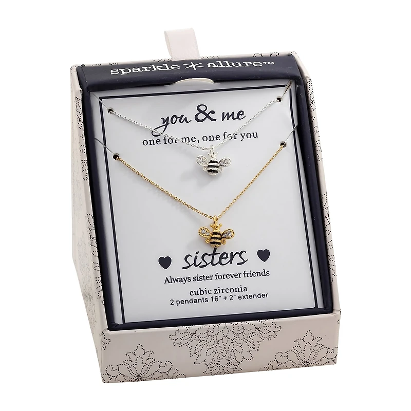 Sparkle Allure Womens Cubic Zirconia 18K Rose Gold Over Brass Pure Silver Over Brass 2-pc. Necklace Set