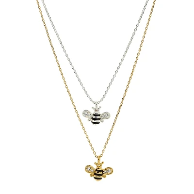 Sparkle Allure Womens Cubic Zirconia 18K Rose Gold Over Brass Pure Silver Over Brass 2-pc. Necklace Set