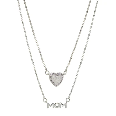 Sparkle Allure Womens Cubic Zirconia Pure Silver Over Brass Heart 2-pc. Necklace Set