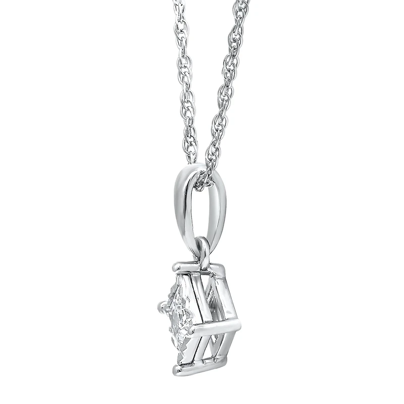 TruMiracle Womens 1/7 CT. Natural Princess White Natural Diamond 10K Gold Pendant Necklace