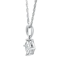 TruMiracle Womens 1/7 CT. Natural Princess White Natural Diamond 10K Gold Pendant Necklace