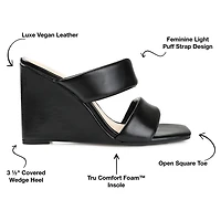 Journee Collection Kailee Womens Round Open Toe Wedge Heel Pumps