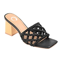 Journee Collection Evvie Womens Round Open Toe Block Heel Pumps