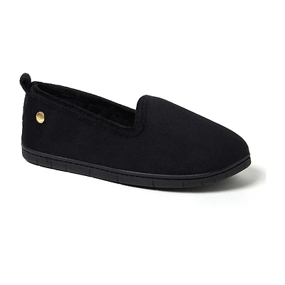 Dearfoams Rachel Velour Closed Back Womens Memory Foam Slip-On Slippers