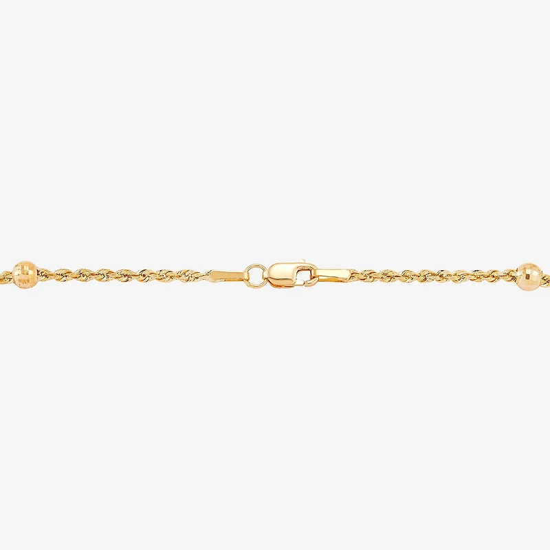 Womens 10K Gold Hollow Heart 7.5 Inch Link Bracelet