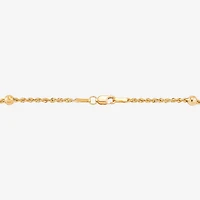 Womens 10K Gold Hollow Heart 7.5 Inch Link Bracelet
