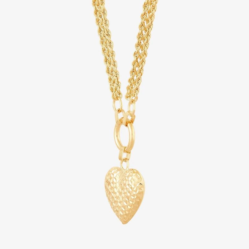 Womens 10K Gold Heart 17 Inch Pendant Necklace