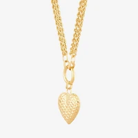 Womens 10K Gold Heart 17 Inch Pendant Necklace