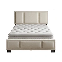 Boyd Sleep Triptych Upholstered Linen Platform Bed Frame with Adjustable Headboard