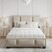 Boyd Sleep Triptych Upholstered Linen Platform Bed Frame with Adjustable Headboard