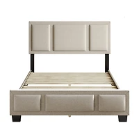 Boyd Sleep Triptych Upholstered Linen Platform Bed Frame with Adjustable Headboard