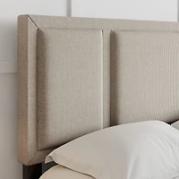 Boyd Sleep Triptych Upholstered Linen Platform Bed Frame with Adjustable Headboard
