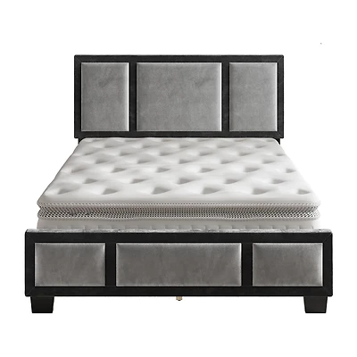 Boyd Sleep Triptych Upholstered Velvet Platform Bed Frame with Adjustable Headboard