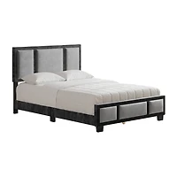 Boyd Sleep Triptych Upholstered Velvet Platform Bed Frame with Adjustable Headboard
