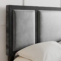 Boyd Sleep Triptych Upholstered Velvet Platform Bed Frame with Adjustable Headboard