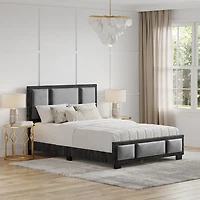 Boyd Sleep Triptych Upholstered Velvet Platform Bed Frame with Adjustable Headboard