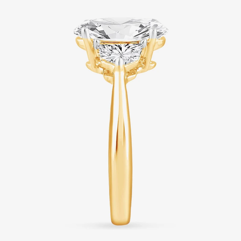 (G-H / Si1-Si2) Womens 3 3/4 CT. T.W. Lab Grown White Diamond 14K Gold Oval 3-Stone Engagement Ring