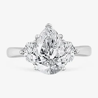 (G-H / Si1-Si2) Womens 3 1/2 CT. T.W Lab Grown White Diamond 14K Gold Pear 3-Stone Engagement Ring