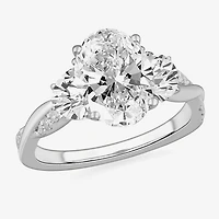(G-H / Si1-Si2) Womens 3 3/4 CT. T.W. Lab Grown White Diamond 14K Gold Oval 3-Stone Engagement Ring