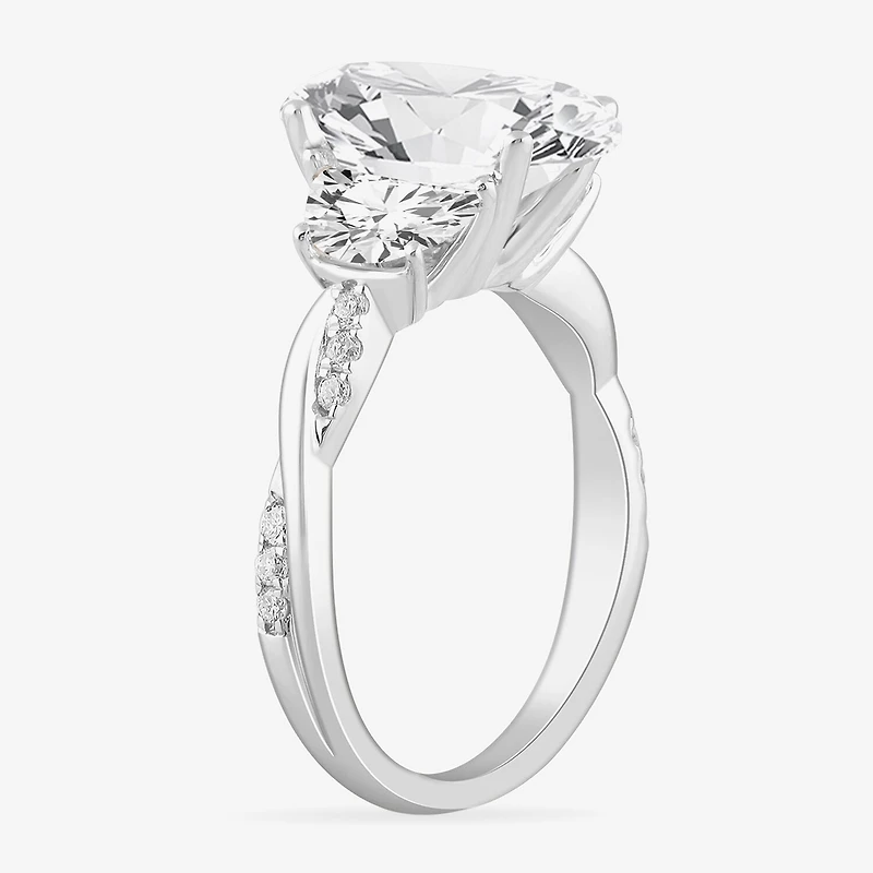 (G-H / Si1-Si2) Womens 3 3/4 CT. T.W. Lab Grown White Diamond 14K Gold Oval 3-Stone Engagement Ring