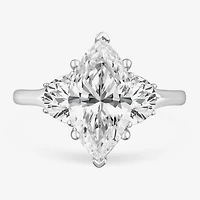 (G-H / Si1-Si2) Womens 3 3/4 CT. T.W. Lab Grown White Diamond 14K Gold Marquise 3-Stone Engagement Ring
