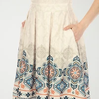 White Mark Womens Crew Neck Sleeveless Paisley Fit + Flare Dress