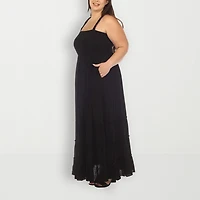 White Mark Womens Plus Square Neck Sleeveless Sundress