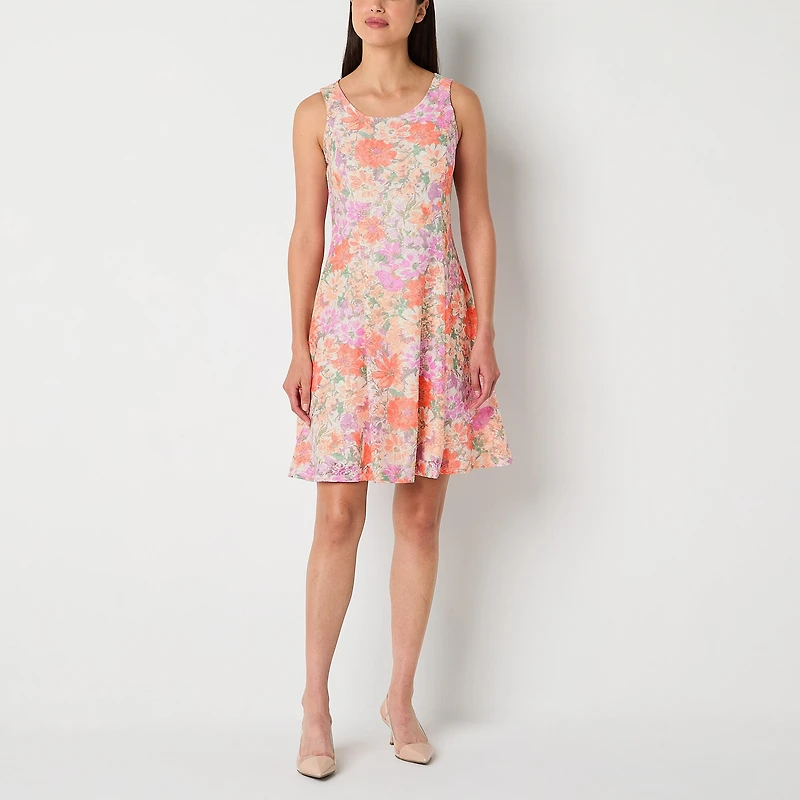 Perceptions Womens Lace Floral Jacket Dress