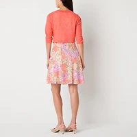 Perceptions Womens Lace Floral Jacket Dress