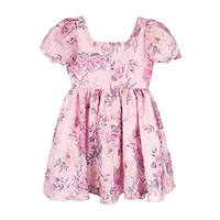 Rare Editions Big Kid Girls Short Sleeve Puffed A-Line Dress