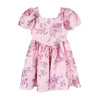 Rare Editions Big Kid Girls Short Sleeve Puffed A-Line Dress
