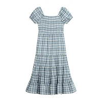 Byer California Girls Plus Short Sleeve Puffed Plaid Maxi Dress