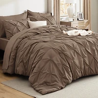 Bedsure® Bedding Sets With Sheets-Solid Pintuck Comforter Set