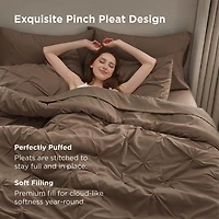 Bedsure® Bedding Sets With Sheets-Solid Pintuck Comforter Set