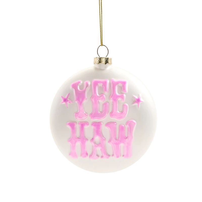 North Pole Trading Co. Pink Yeehaw Christmas Ornament
