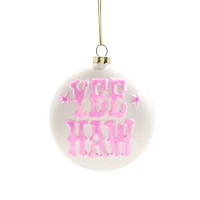 North Pole Trading Co. Pink Yeehaw Christmas Ornament