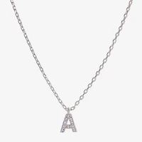 Sparkle Allure Initial Womens Cubic Zirconia Pure Silver Over Brass 16 Inch Pendant Necklace