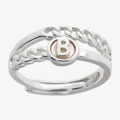 Sparkle Allure Initial Womens 3MM White Mother Of Pearl 14K Gold Over Brass Round Band