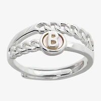 Sparkle Allure Initial Womens 3MM White Mother Of Pearl 14K Gold Over Brass Round Band