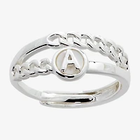 Sparkle Allure Initial Womens 3MM White Mother Of Pearl 14K Gold Over Brass Round Band