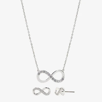 Sparkle Allure Womens Cubic Zirconia Pure Silver Over Brass Infinity 2-pc. Jewelry Set